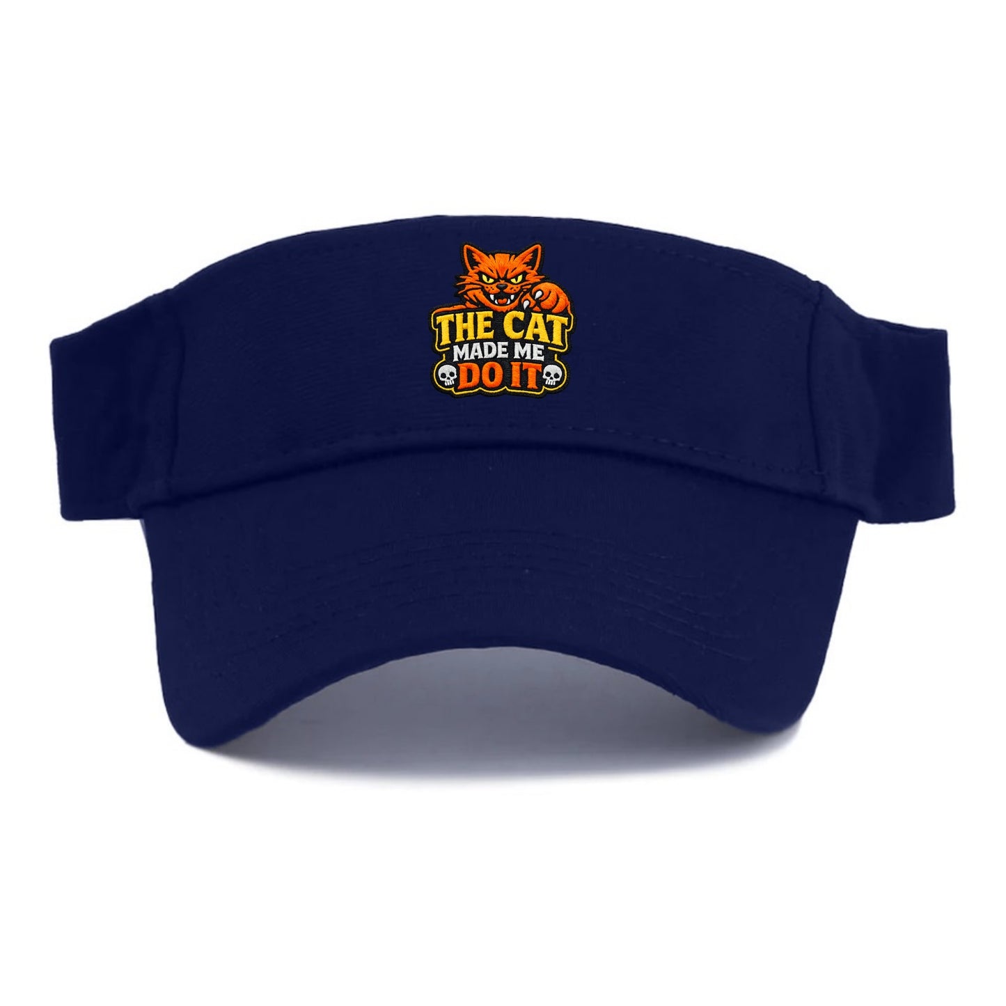 THE CAT MADE ME DO IT - mischievous cat in orange , blame the cat - Visor - Navy