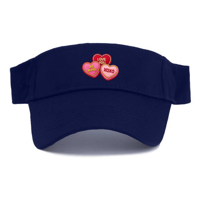 VALENTINES HEARTS - candy hearts in pink and red , love day - Visor - Navy