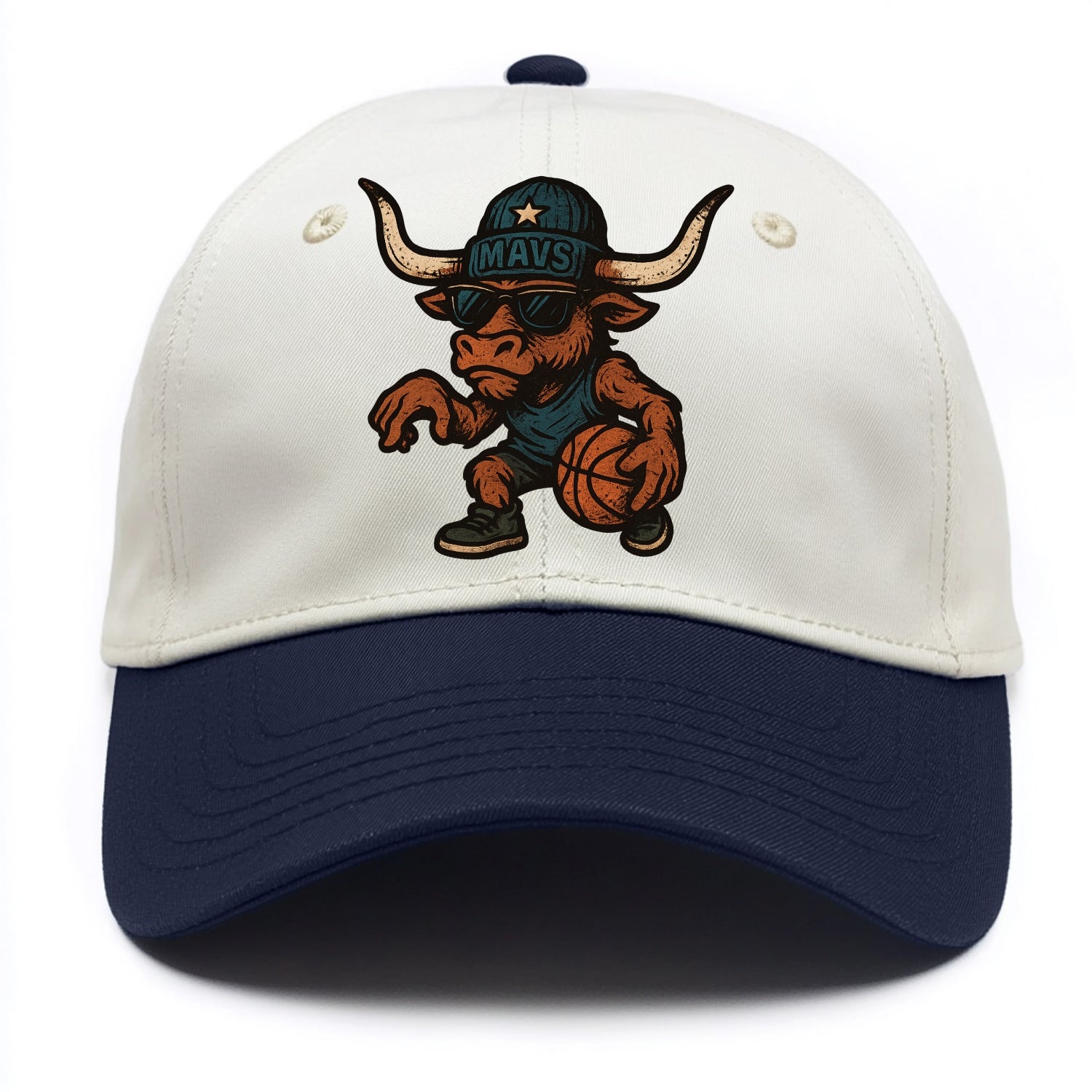 Texas Longhorn wearing Mavs beanie with lone star patch and wayfarer sunglasses - Two Tone Cap - Navy