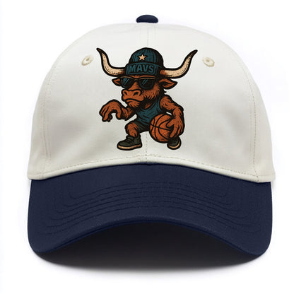 Texas Longhorn wearing Mavs beanie with lone star patch and wayfarer sunglasses - Two Tone Cap - Navy
