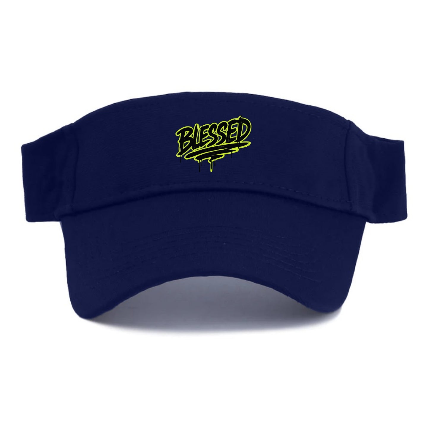 Bold typography design - "BLESSED" - recognizing good fortune, abundance - Visor - Navy