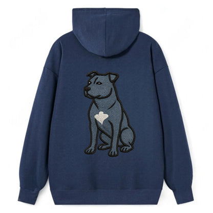 American Staffordshire Terrier - Blue embroidered design - Classic Pullover Hoodie - Navy