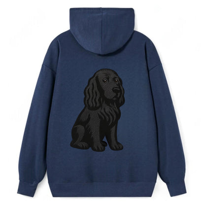 Field Spaniel - Black silky coat embroidered pose - Classic Pullover Hoodie - Navy