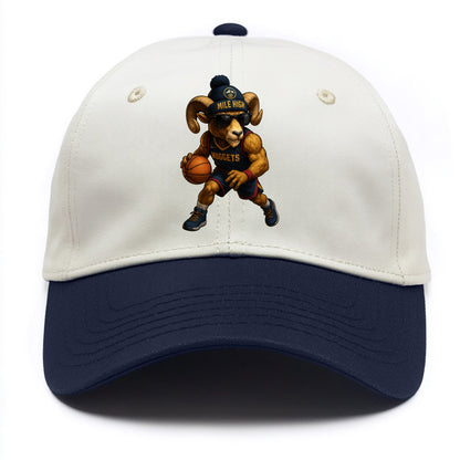 Mile High Bighorn wearing Nuggets beanie with mountain patch and wayfarer sunglasses - Two Tone Cap - Navy