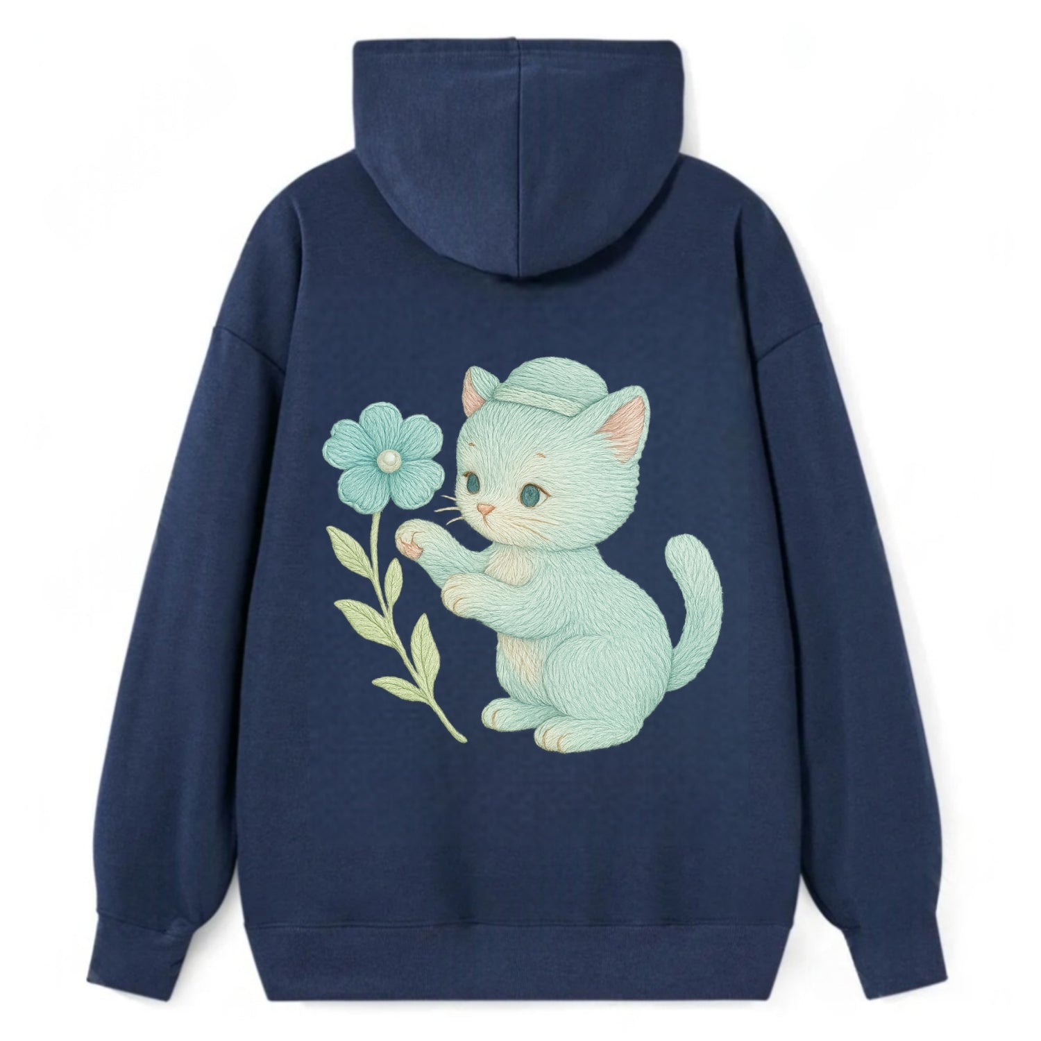 Aqua Kitten - Classic Pullover Hoodie - Navy
