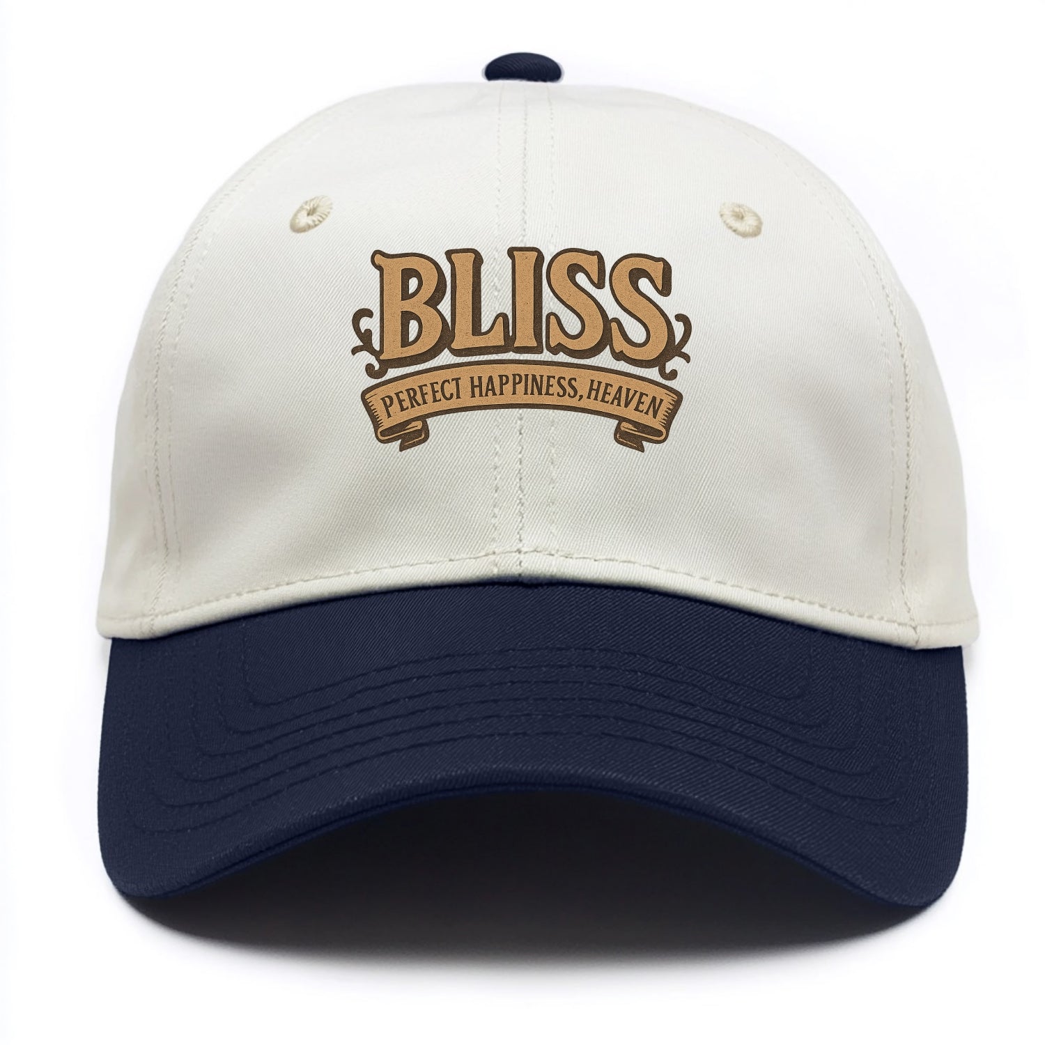 Bold typography design - "BLISS" - perfect happiness, heaven - Two Tone Cap - Navy