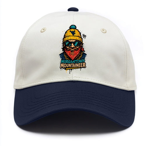Morgantown Mountaineer wearing West Virginia beanie with WV patch - Two Tone Cap
