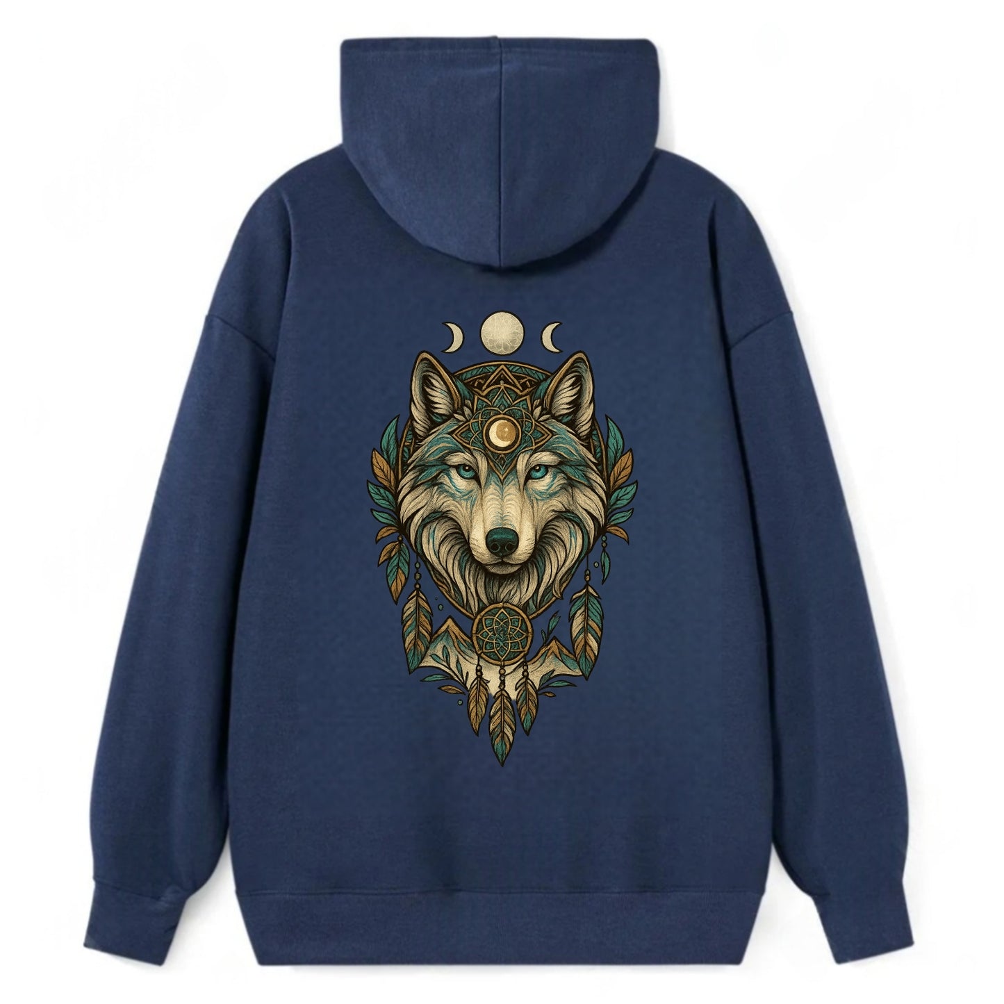 Pearl Wolf Shimmer  - Classic Pullover Hoodie - Navy