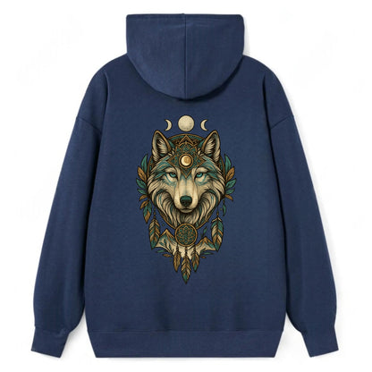 Pearl Wolf Shimmer  - Classic Pullover Hoodie - Navy
