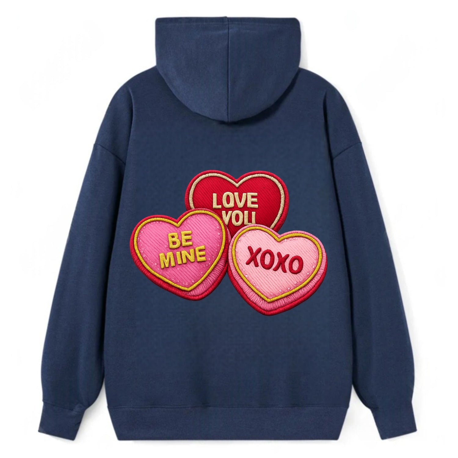 VALENTINES HEARTS - candy hearts in pink and red , love day - Classic Pullover Hoodie - Navy