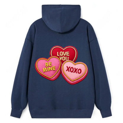 VALENTINES HEARTS - candy hearts in pink and red , love day - Classic Pullover Hoodie - Navy