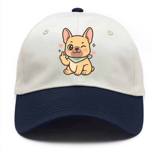 French Bulldog sitting with bat ears up, strong paw with sass - Two Tone Cap