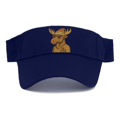 Maine Moose wearing Portland beanie with pom pom and wayfarer sunglasses - Visor - Navy