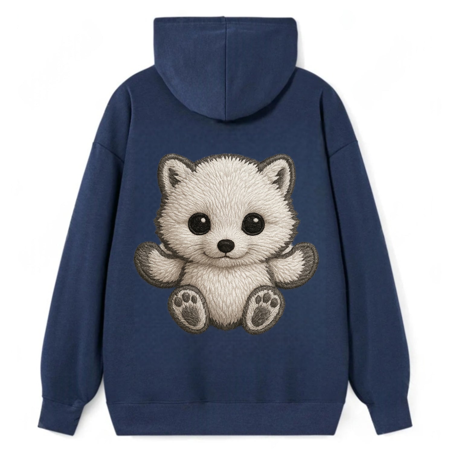 Baby Arctic Fox - white fluffy, tiny black nose, bright curious eyes, - Classic Pullover Hoodie - Navy