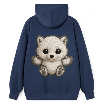 Baby Arctic Fox - white fluffy, tiny black nose, bright curious eyes, - Classic Pullover Hoodie - Navy