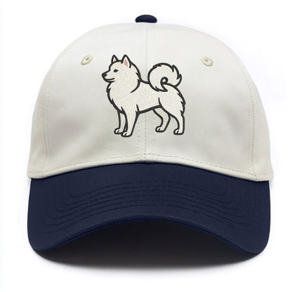 American Eskimo Dog - White spitz embroidered standing design - Two Tone Cap - Navy