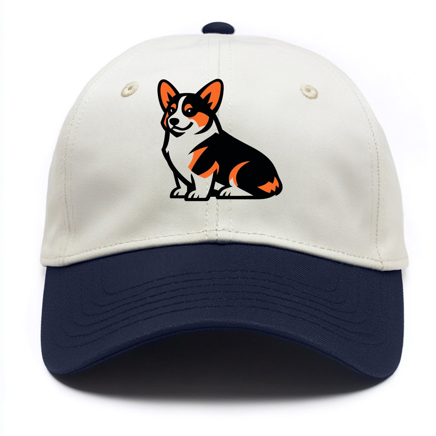 Tricolor Corgi Charm - Two Tone Cap - Navy