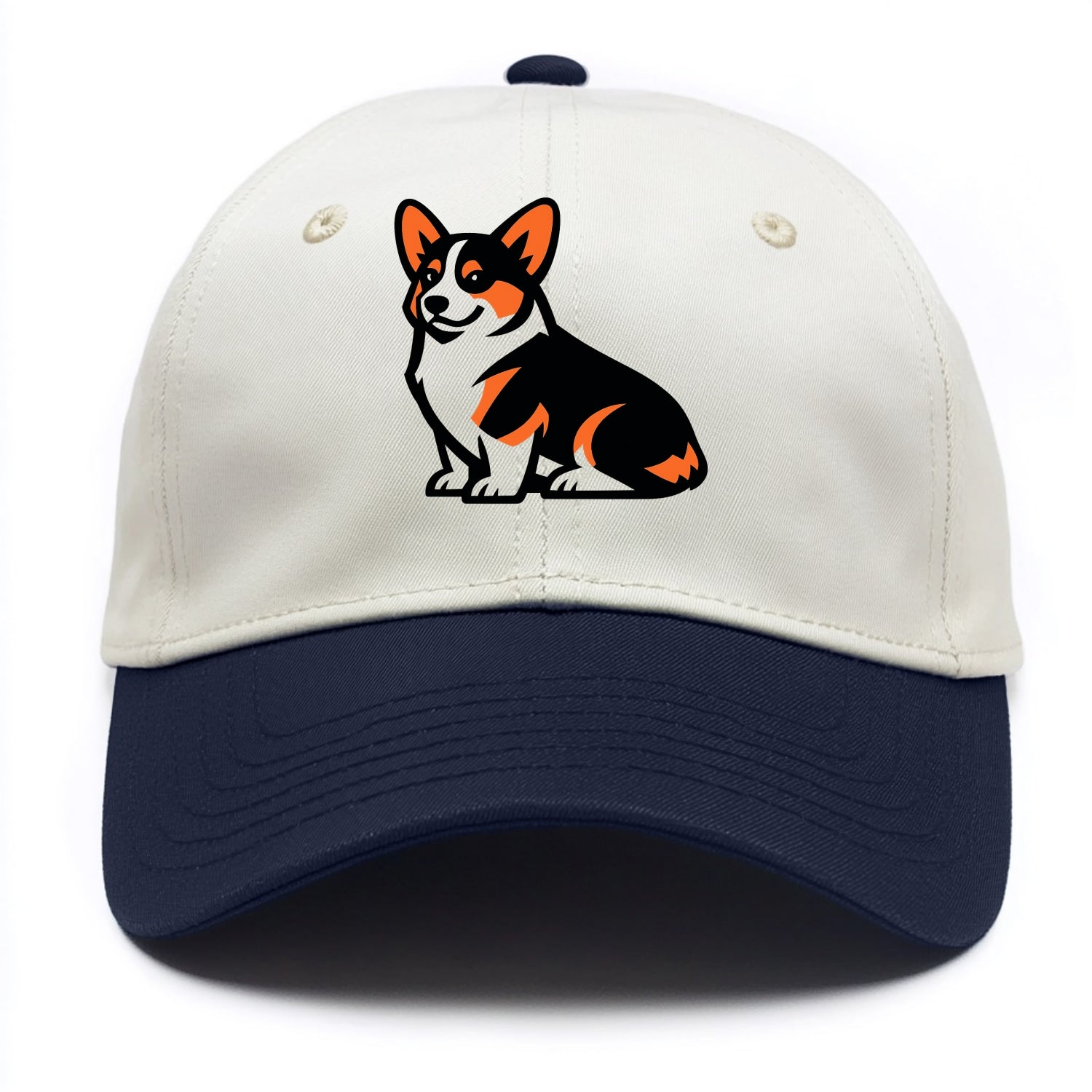 Tricolor Corgi Charm - Two Tone Cap - Navy