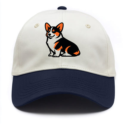 Tricolor Corgi Charm - Two Tone Cap - Navy