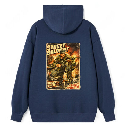 COMBAT READY | Military boots on wet pavement | Street soldier | Urban - Classic Pullover Hoodie - Navy