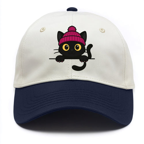 Midnight the black cat holding a tiny book labeled secrets against the ledge. - Two Tone Cap