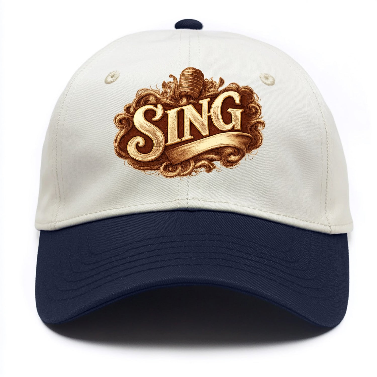 Bold typography design - "SING" - vocal expression, musical soul - Two Tone Cap - Navy