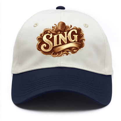 Bold typography design - "SING" - vocal expression, musical soul - Two Tone Cap - Navy