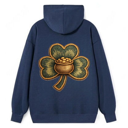 ST PATRICKS CLOVER - lucky clover with gold in green and gold , Irish luck - Classic Pullover Hoodie - Navy