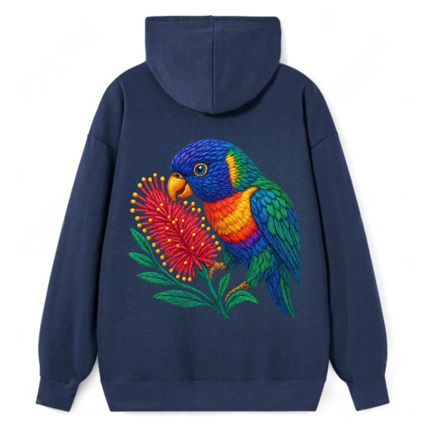 Rainbow Lorikeet Bottlebrush - Classic Pullover Hoodie - Navy