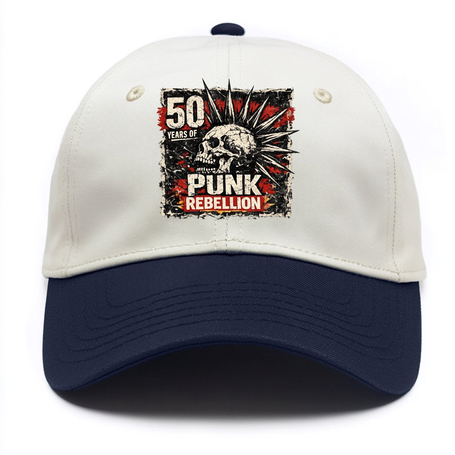 MOHAWK RISING | Spiked hair silhouette | Liberty spikes | Punk identity | Tribal - Two Tone Cap - Navy