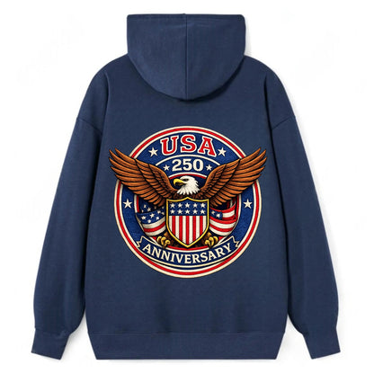 Usa 250 Anniversary Eagle Shield Emblem - Classic Pullover Hoodie - Navy