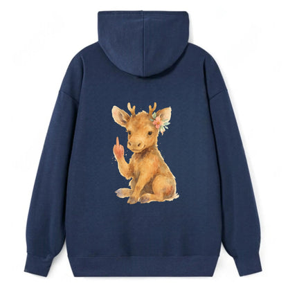 baby moose with adorable tiny antlers, one hoof raised in attitude - Classic Pullover Hoodie - Navy