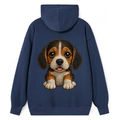 Baby Beagle Puppy - tricolor coat, long droopy ears, big pleading eyes, - Classic Pullover Hoodie - Navy