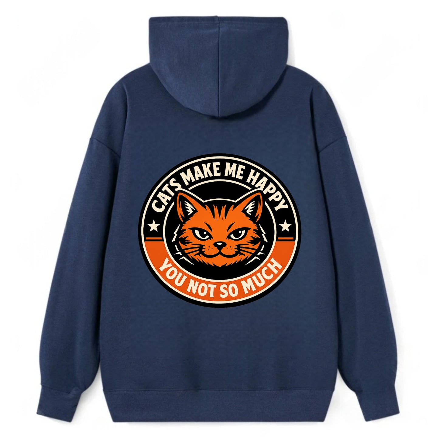 Joyful Whiskers Emblem - Classic Pullover Hoodie - Navy