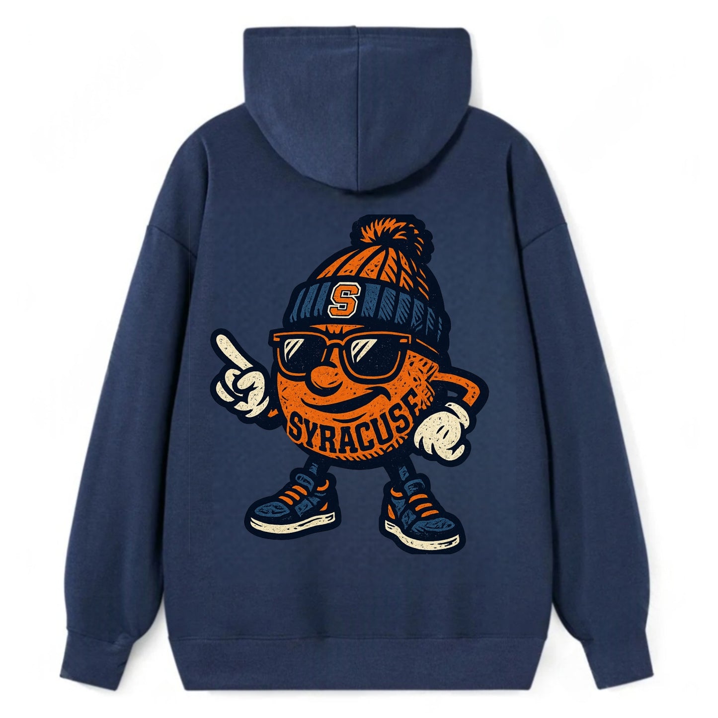 Syracuse Orange wearing Syracuse beanie with S patch - Classic Pullover Hoodie - Navy