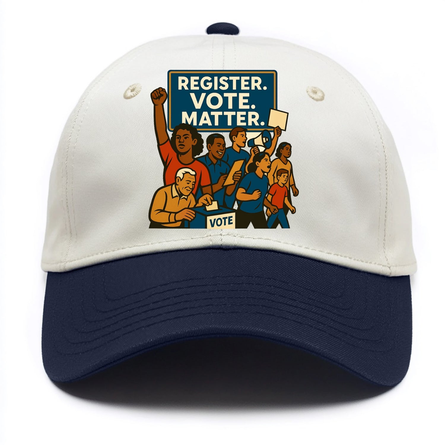Voter registration drive bringing community together - "Register. Vote. Matter." - - Two Tone Cap - Navy