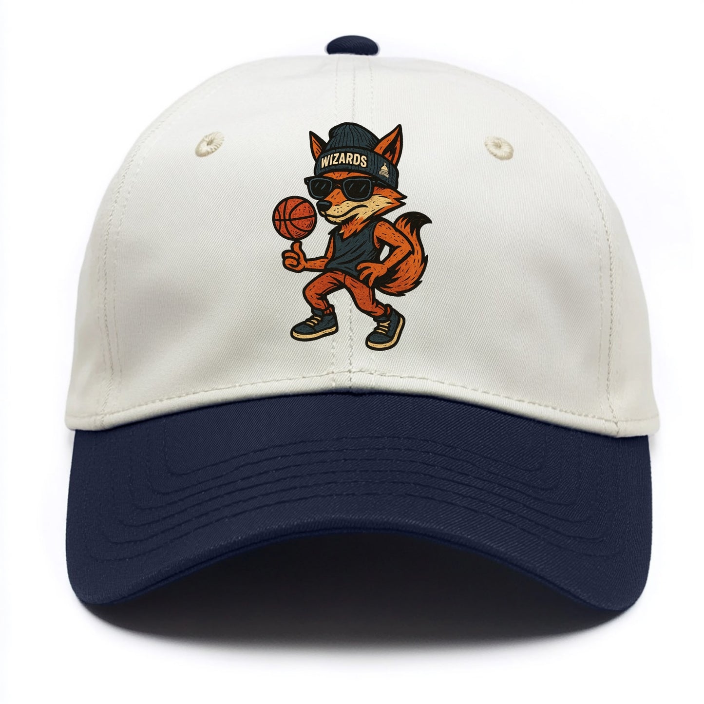 Washington Fox wearing Wizards beanie with capitol patch and wayfarer sunglasses - Two Tone Cap - Navy