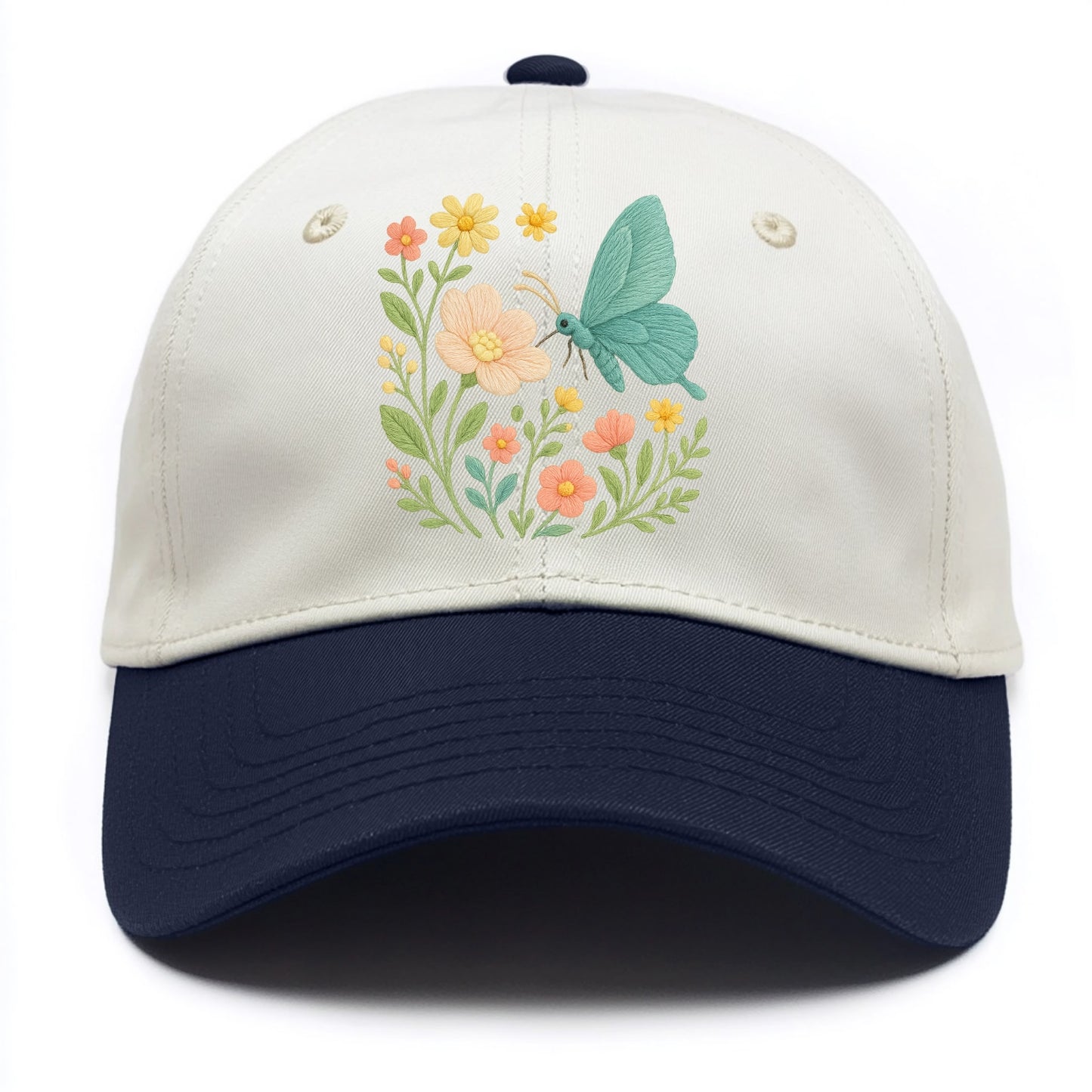 Mint Night Butterfly - Two Tone Cap - Navy