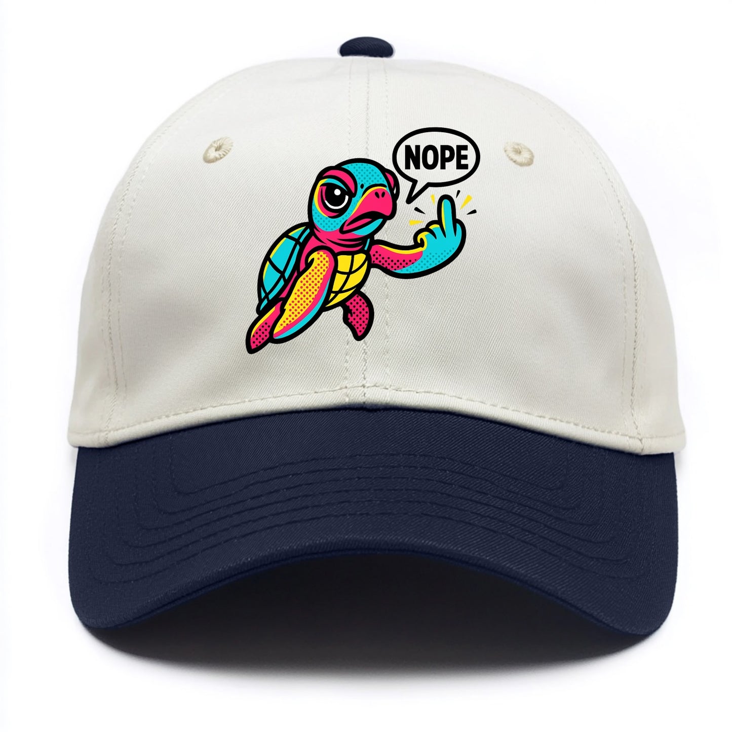 baby sea turtle swimming gracefully, one flipper extended sassily - Two Tone Cap - Navy