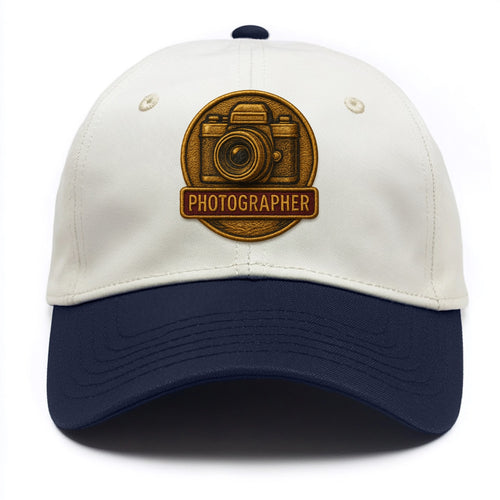 Camera with vintage lens - photographer badge - Two Tone Cap