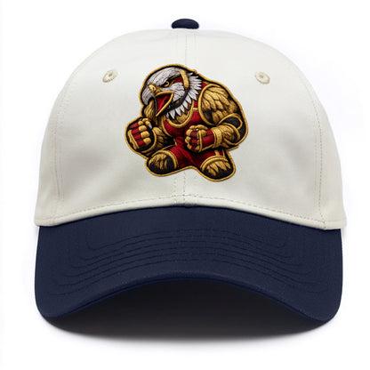 Embroidered patch design - WRESTLING EAGLE - fierce eagle with wrestling singlet in - Two Tone Cap - Navy