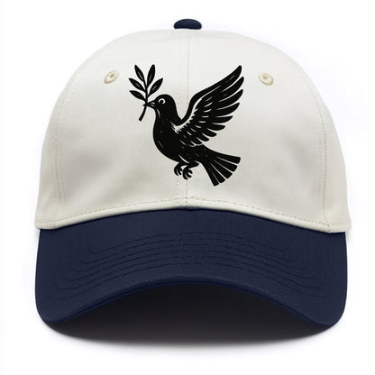 Dove carrying olive branch - peace movement ink painting - Two Tone Cap - Navy