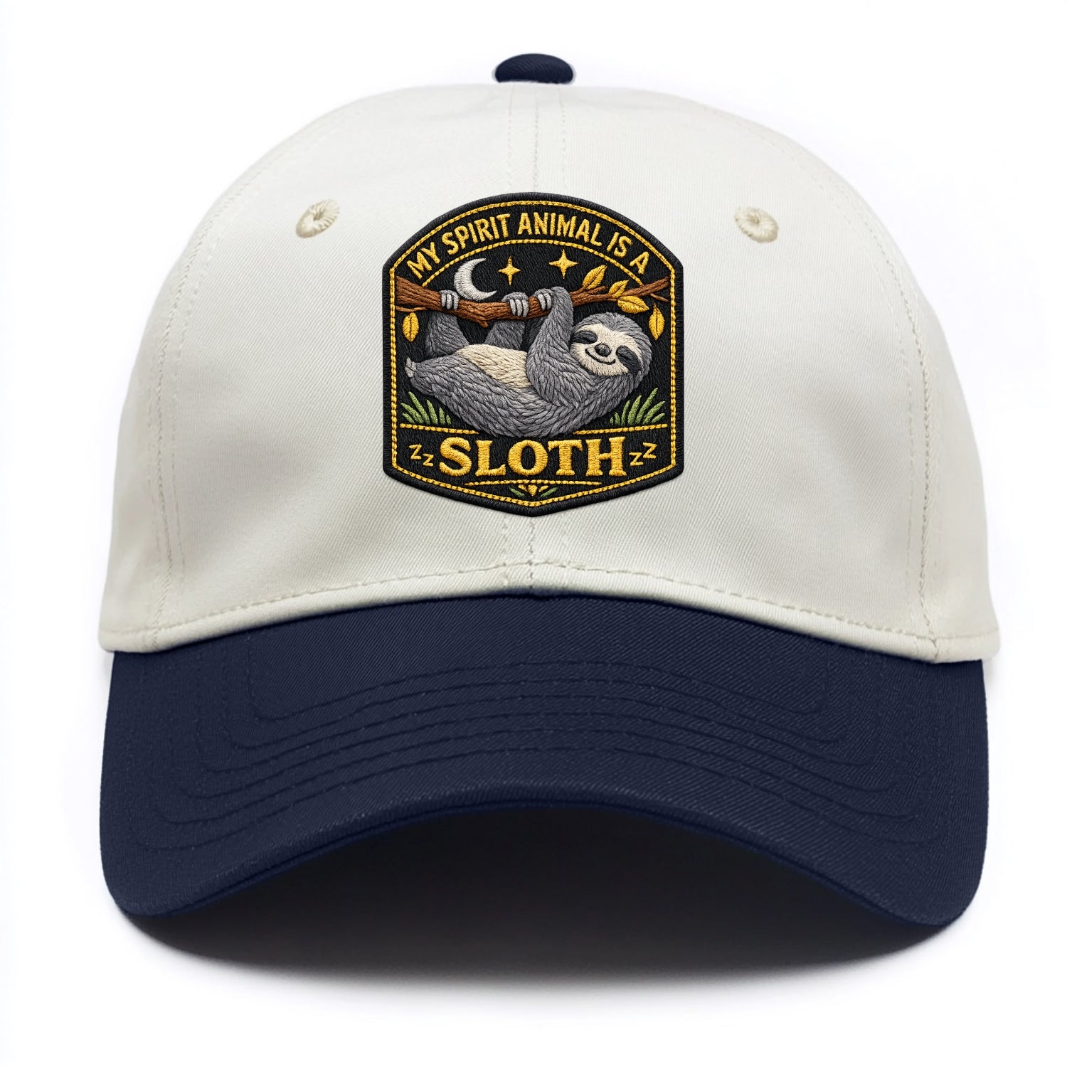 MY SPIRIT ANIMAL IS A SLOTH - lazy sloth in gray , slow life - Two Tone Cap - Navy