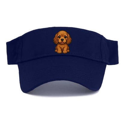 Baby Cocker Spaniel Puppy - long wavy ears, soulful eyes, silky coat, front-facing, merry - Visor - Navy