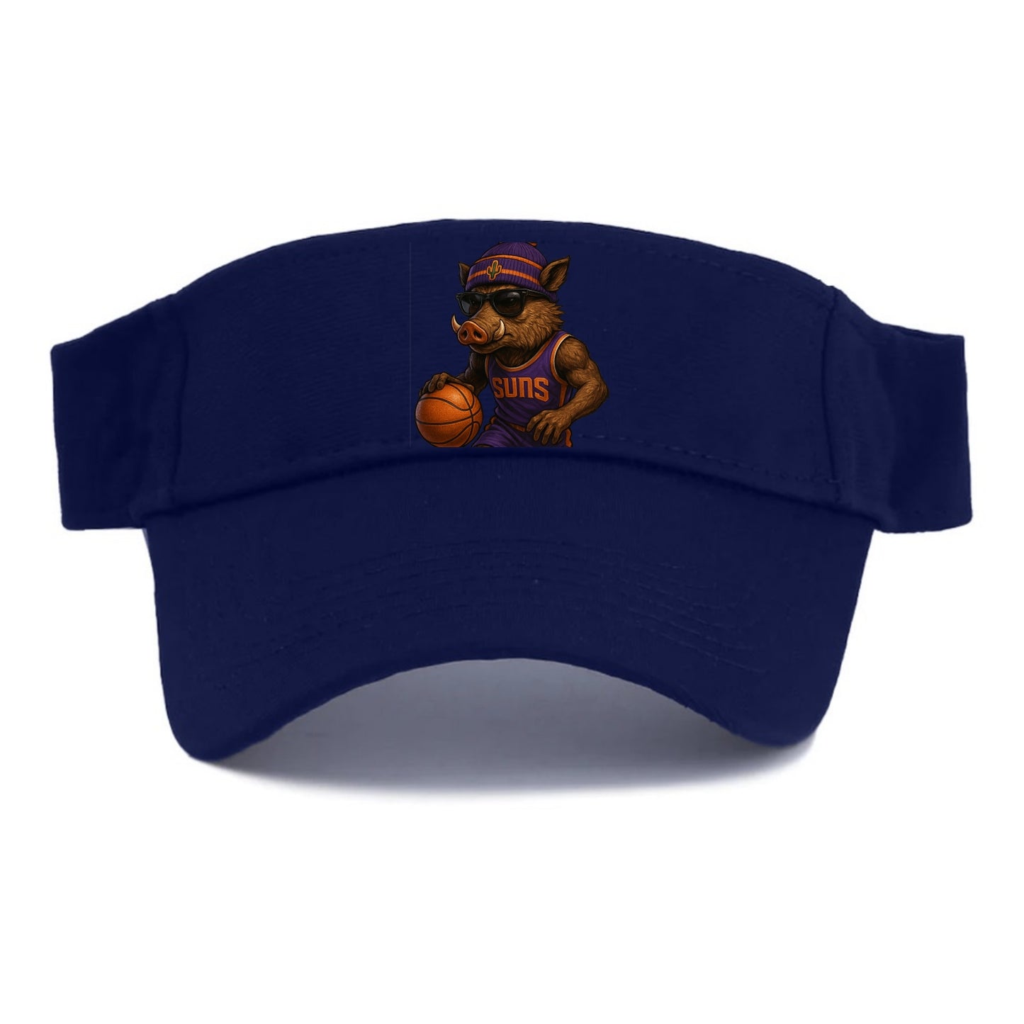 Phoenix Javelina wearing Suns beanie with cactus patch and wayfarer sunglasses - Visor - Navy