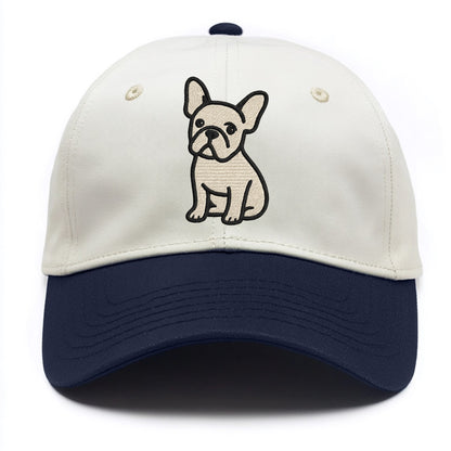 French Bulldog - Head tilt one ear up - Two Tone Cap - Navy