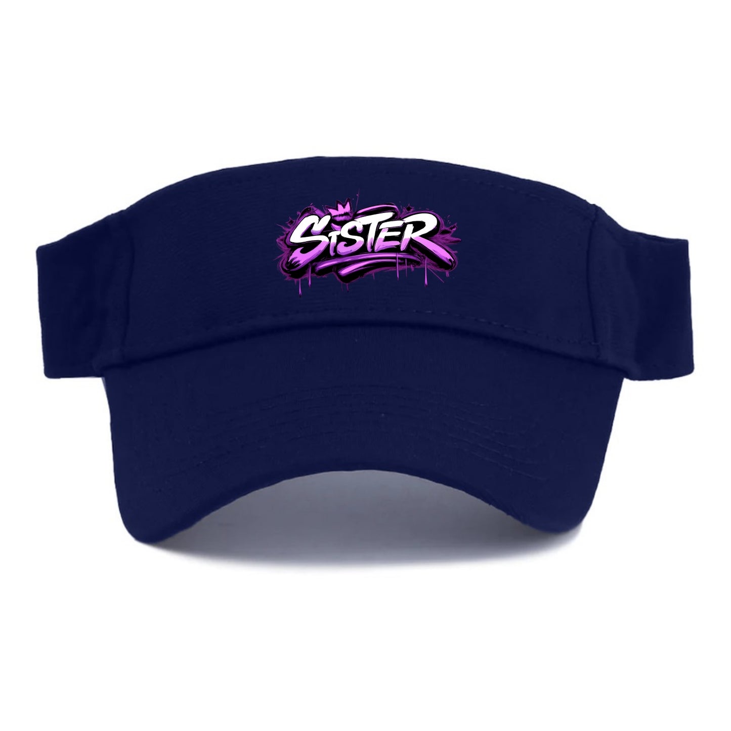 Bold typography design - "SISTER" - female bond, sisterhood - Visor - Navy