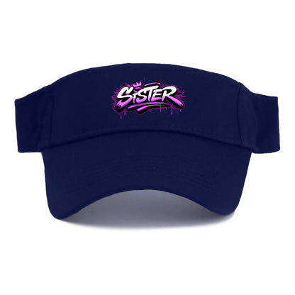Bold typography design - "SISTER" - female bond, sisterhood - Visor - Navy