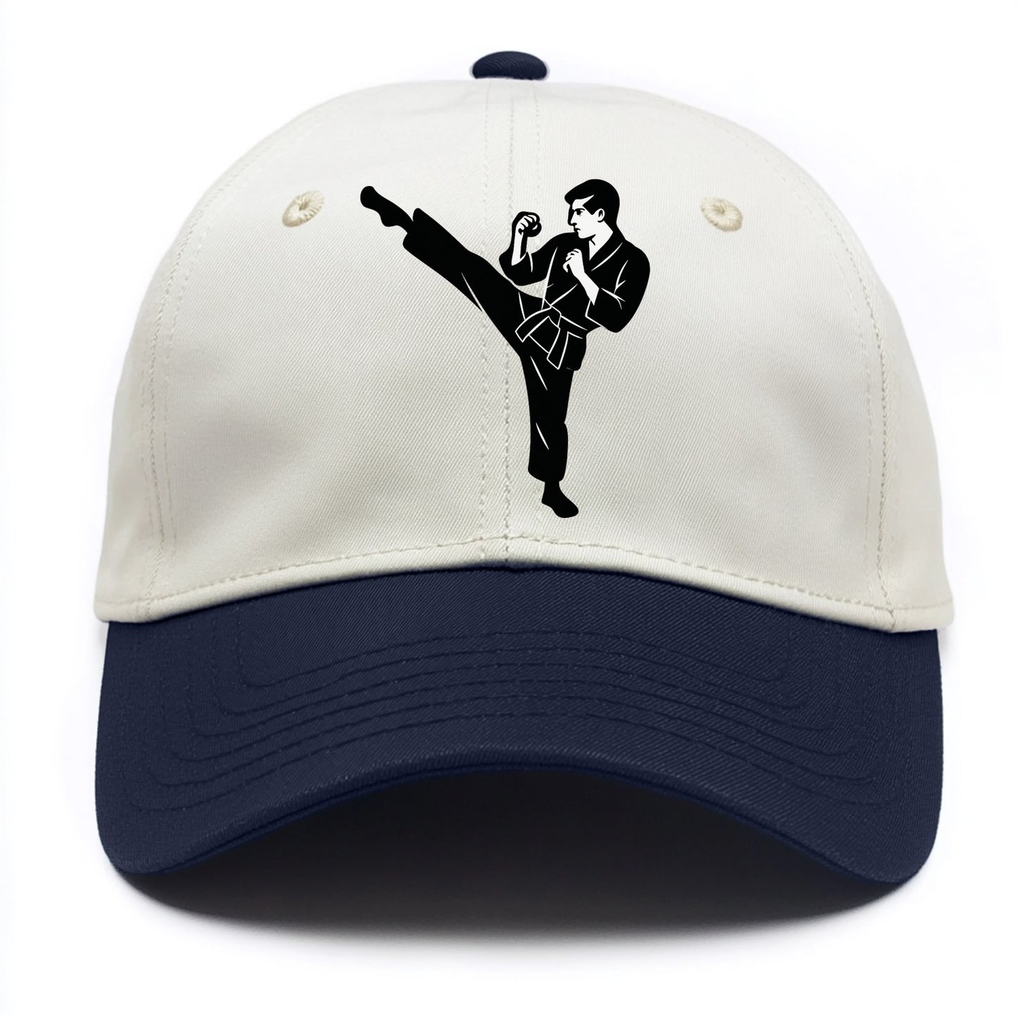 Martial artist performing a high kick - Two Tone Cap - Navy