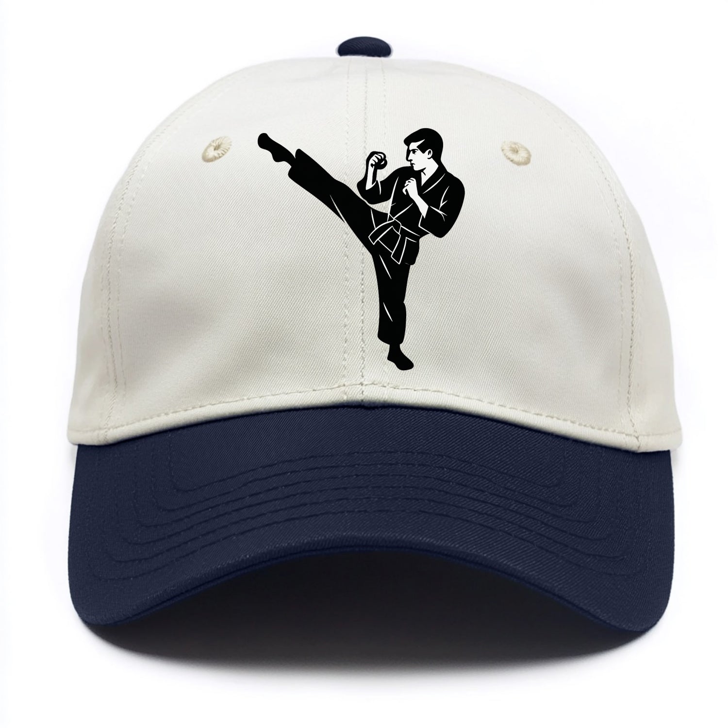 Martial artist performing a high kick - Two Tone Cap - Navy